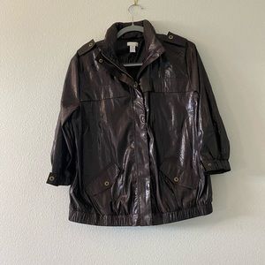Chico’s Brown Polyester Zippered Jacket